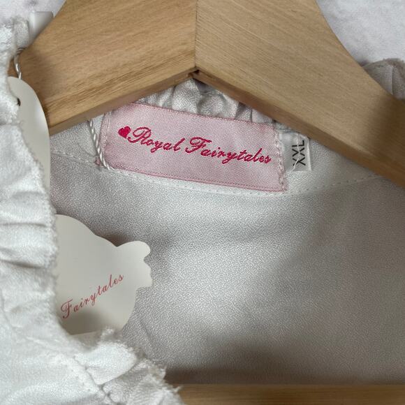 J5018 White long-sleeve ruffled Victorian-style blouse size XXL - Picture 8 of 11